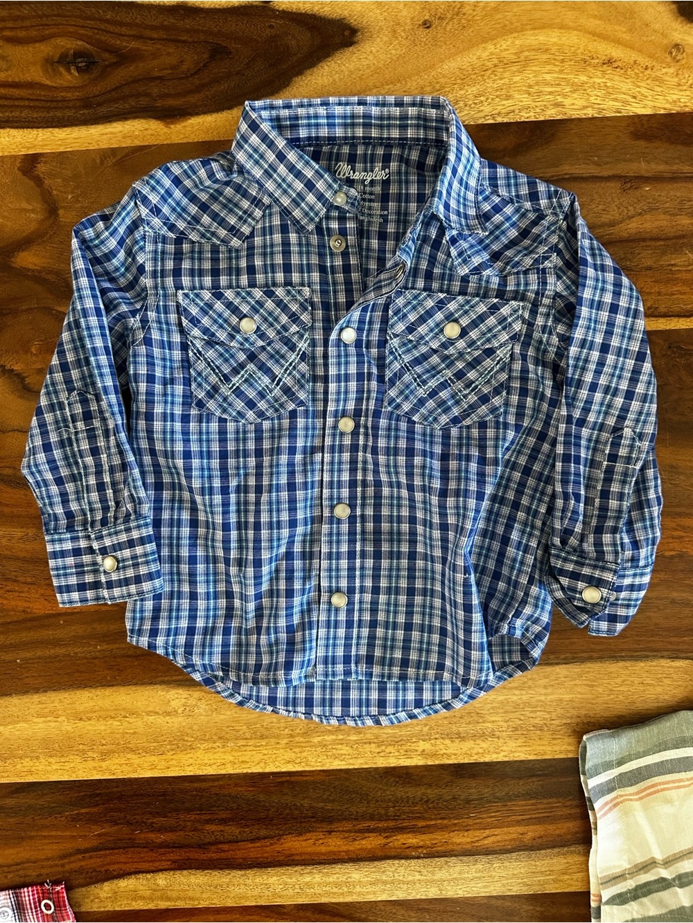 Wrangler Blue & White Plaid Button-Down Shirt